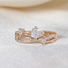 Retro Brass Micro Pave Clear Cubic Zirconia Finger Rings for Women FS-WG492FF-03-1