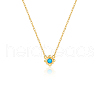 925 Sterling Silver Pave Synthetic Turquoise Moon Pendant Cable Chain Necklaces AL5793-5-1