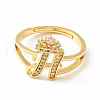 Clear Cubic Zirconia Initial Letter with Crown Adjustable Ring RJEW-M139-17H-2
