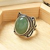 Natural Green Aventurine Adjustable Rings RJEW-I108-02AS-08-2