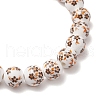 Handmade Flower Printed Porcelain Ceramic Beaded Stretch Bracelets BJEW-JB11910-02-4