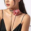 Retro Cloth Rose Flower Waxed Cord Wrap Choker Necklaces for Women WG01AE5-10-1