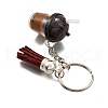 Faux Suede Tassel & Imitation Bubble Tea/Boba Milk Tea Resin Keychain KEYC-JKC01203-02-3