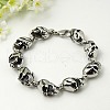 Tarnish Resistant Mens 304 Stainless Steel Skull Bracelets for Halloween BJEW-C383-01-1