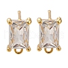 Brass Clear Cubic Zirconia Stud Earrings Finding for Women EJEW-B107-15G-1