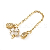 Brass Pave Clear Cubic Zirconia European Safety Chains with Charms KK-L236-15C-G-2