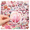 60Pcs Retro Pink PVC Waterproof Stickers Set PW-WG43952-01-3