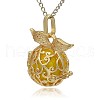 Golden Tone Brass Hollow Round Cage Pendants KK-J230-07G-2
