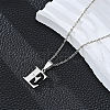 201 Stainless Steel Crystal Rhinestone Initial Pendant Necklaces FS-WG28760-05-1
