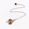 Natural Tiger Eye Sphere Dowsing Pendulums X-BJEW-E292-A09-2