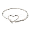 201 Stainless Steel Wire Wrap Heart Bangle BJEW-E079-03P-1