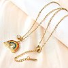 304 Stainless Steel Rhinestone Rainbow Pendant Necklaces for Women NJEW-U043-03G-3