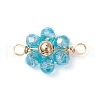 7Pcs 7 Colors Electroplate AB Color Transparent Glass Faceted Rondelle & Brass Round Beaded Flower Connector Charms PALLOY-JF03466-3