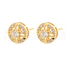 Flat Round Brass Micro Pave Clear Cubic Zirconia Stud Earrings EJEW-H162-04G-4