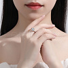 Rhodium Plated 925 Sterling Silver Pave 5.2x3.1mm Moissanite Finger Rings for Women WG3CEB4-01-3
