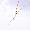 Stainless Steel Pave Shell Flower Tassel Pendant Necklaces for Women PT8035-4