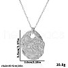 Stainless Steel Textured Oval Pendant Necklaces for Women WH5645-1-2