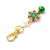Christmas Wreath Glass Seed Pendant Decorations with Bell HJEW-MZ00077-01-4