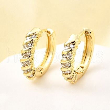 Brass Micro Pave Clear Cubic Zirconia Hoop Earrings EJEW-Z121-13G-1