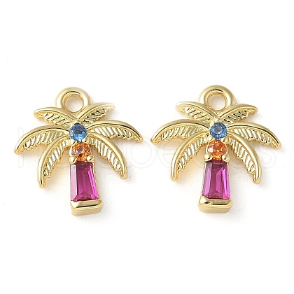 Brass Micro Pave Cubic Zirconia Pendants KK-P290-58G-1