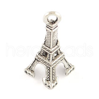 Tibetan Style Eiffel Tower Alloy Pendants TIBEP-24374-AS-FF-1