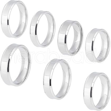 DICOSMETIC 14Pcs 7 Size 201 Stainless Steel Plain Band Ring for Men Women RJEW-DC0001-06B-1