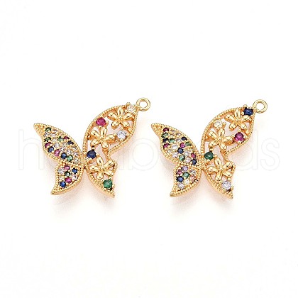 Brass Micro Pave Cubic Zirconia Pendants KK-N261-15G-1