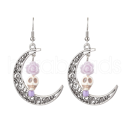 Halloween Alloy Synthetic Turquoise Dangle Earrings EJEW-JE05844-02-1