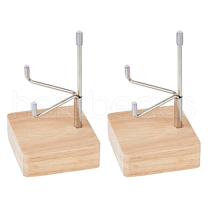 Square Wooden Crystal Rock Display Easels with Iron Holder ODIS-WH0038-28B-P-1