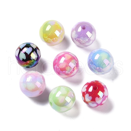 UV Plating Iridescent Acrylic Beads OACR-B021-01-1