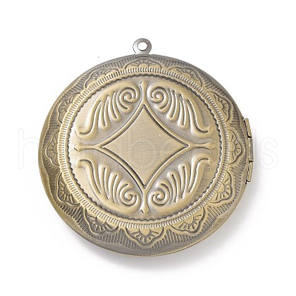 Rack Plating Brass Locket Pendants X-KK-F839-001BAB-1