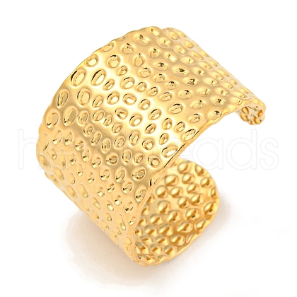 Ion Plating(IP) 304 Stainless Steel Textured Open Cuff Ring RJEW-A043-10G-1