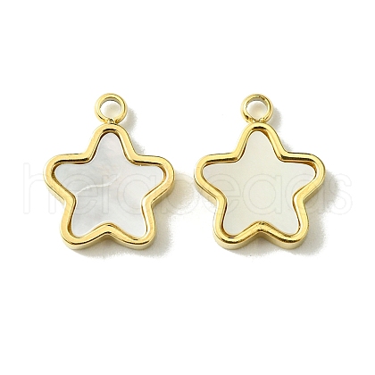 Ion Plating(IP) 304 Stainless Steel Pave Shell Star Charms X-FIND-Z028-26G-1