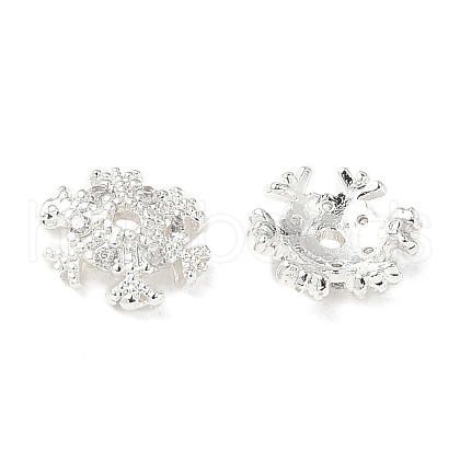 Brass Micro Pave Clear Cubic Zirconia Bead Caps KK-A254-09S-1