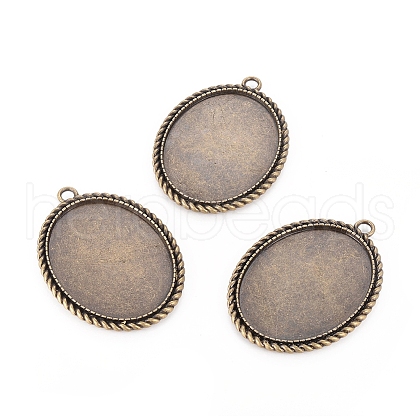 Tibetan Style Zinc Alloy Pendant Cabochon Settings TIBEP-M004-11AB-NR-1