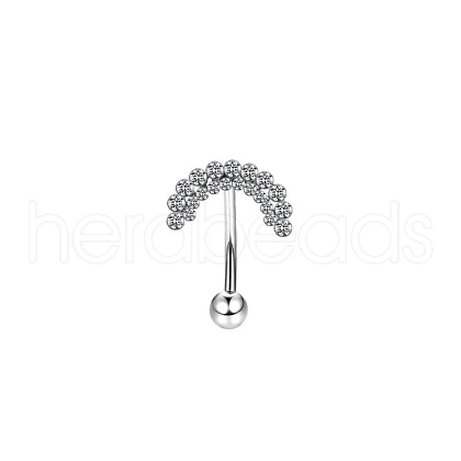 Flower 304 Stainless Steel Cubic Zirconia Eyebrow Barbell Rings WGF5FAC-01-1