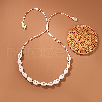 Natural Sea Shell Beaded Braided Necklaces WG8D1EE-05-1