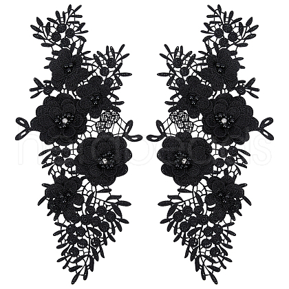 Flower Pattern Polyester Embroidered Lace Appliques DIY-WH0308-455C-1