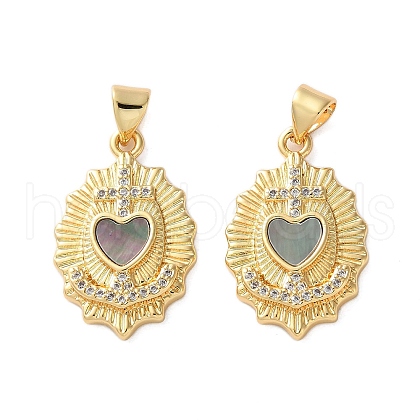 Brass Micro Pave Cubic Zirconia Pendants KK-U070-26G-01-1