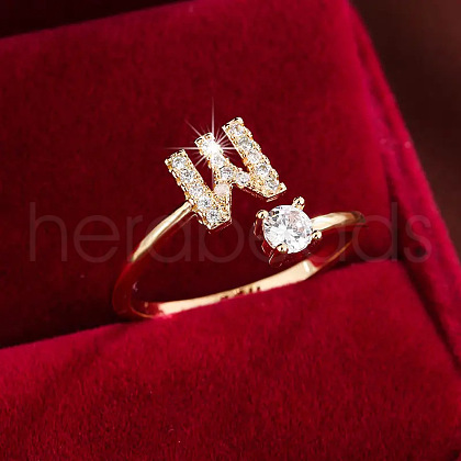 Brass Micro Pave Cubic Zirconia Cuff Rings WG75066-23-1