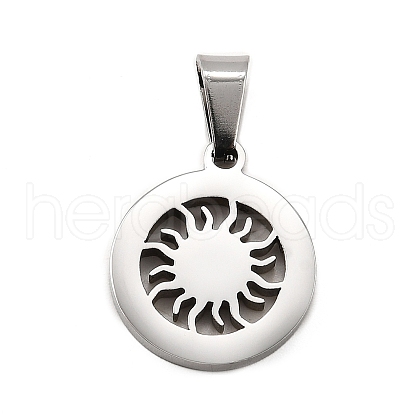 Flat Round with Sun 304 Stainless Steel Pendants STAS-M121-14P-1