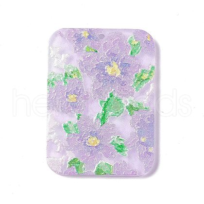 Embossed Flower Printed Acrylic Pendants MACR-J121-04A-1