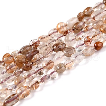 Natural Rutilated Quartz Beads Strands G-G018-47-1