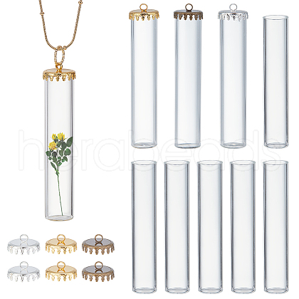   9Sets 3 Colors Transparent Glass Bottle Pendants GLAA-PH0002-35-1