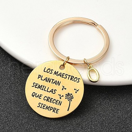 201 Stainless Steel & Brass Letter Keychain KEYC-YW00095-15-1