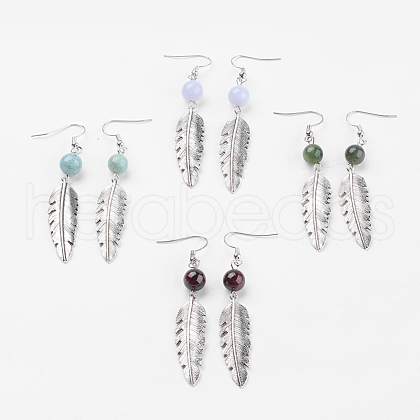 Natural Gemstone Beads Dangle Earrings EJEW-JE02574-1