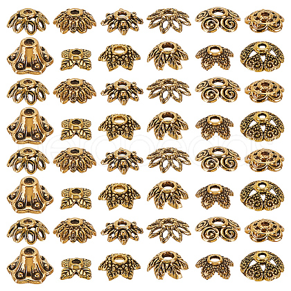 GOMAKERER 240Pcs 12 Styles Tibetan Style Zinc Alloy Bead Caps FIND-GO0002-09-1