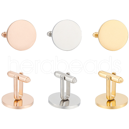 Unicraftale 3 Pairs 3 Colors 201 Stainless Steel Cufflinks for Men STAS-UN0051-90-1