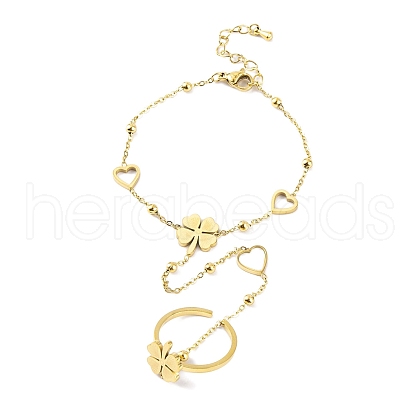 Ion Plating(IP) 304 Stainless Steel Ring Bracelets BJEW-H606-09A-G-1