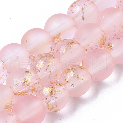 Frosted Spray Painted Glass Beads Strands GLAA-N035-03B-C06-1